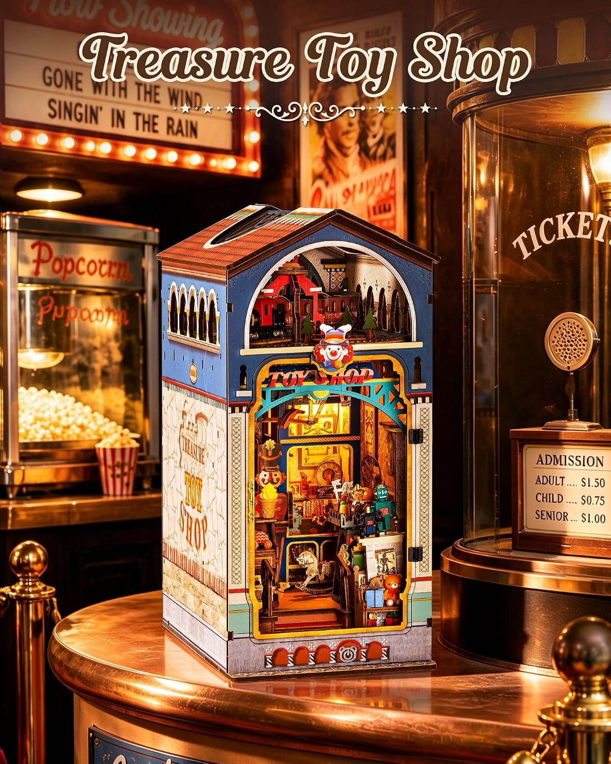 Rolife 380 Pieces Treasure Toy Shop DIY Book Nook Wooden 3D Puzzles with LED for Adults
