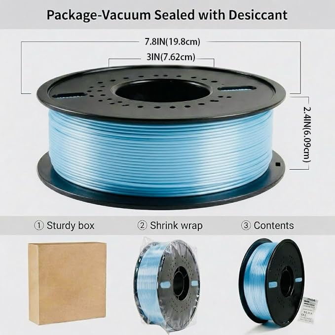 Silk gold PLA Filament 1.75mm 3D Printer Filament with Shiny Surface, Shiny PLA Silk Filament 2KG Spool 3D Printing Filament.