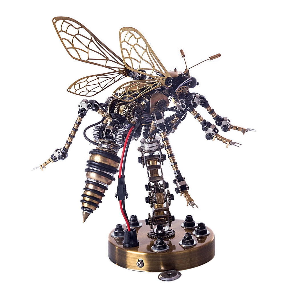 3D DIY Mechanical Wasp Model Kit 1000+PCS Steampunk Insect Puzzle with Movable Joints & Wings, Collectible Decor & Creative Gift for Teens 15+ and Adults