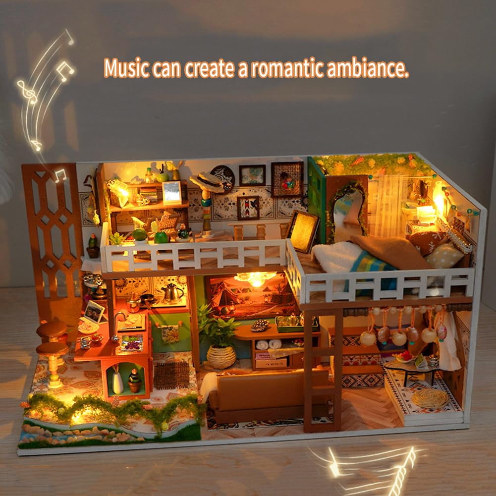 DIY Miniature House Kit, Mini Dollhouse Architectural Model, 3D Puzzles for Adults and Teens, Gifts for Friend and Parents
