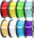 1.75mm 3D Printer Silk Shiny PLA Filament 8 Spools Bundle, Silk Luster Red Orange Yellow Green Cyan Blue Purple White 8 Most Popular Shining Colors, 0.25kg/Spool, Total 2kg