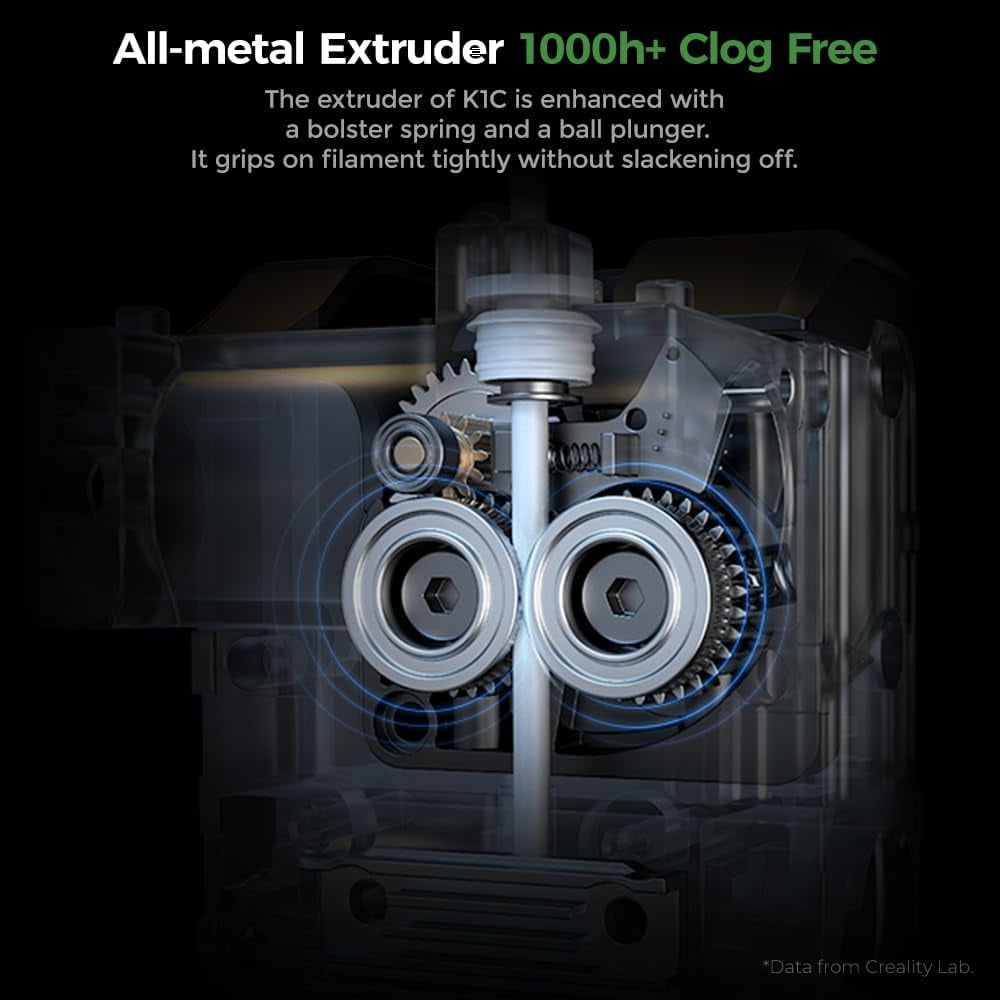Creality K1C 3D Printer with All-Metal Extruder, Tri-Metal Nozzle, Auto Leveling, Core XY AI - Size: 8.66 * 8.66 * 9.84 in