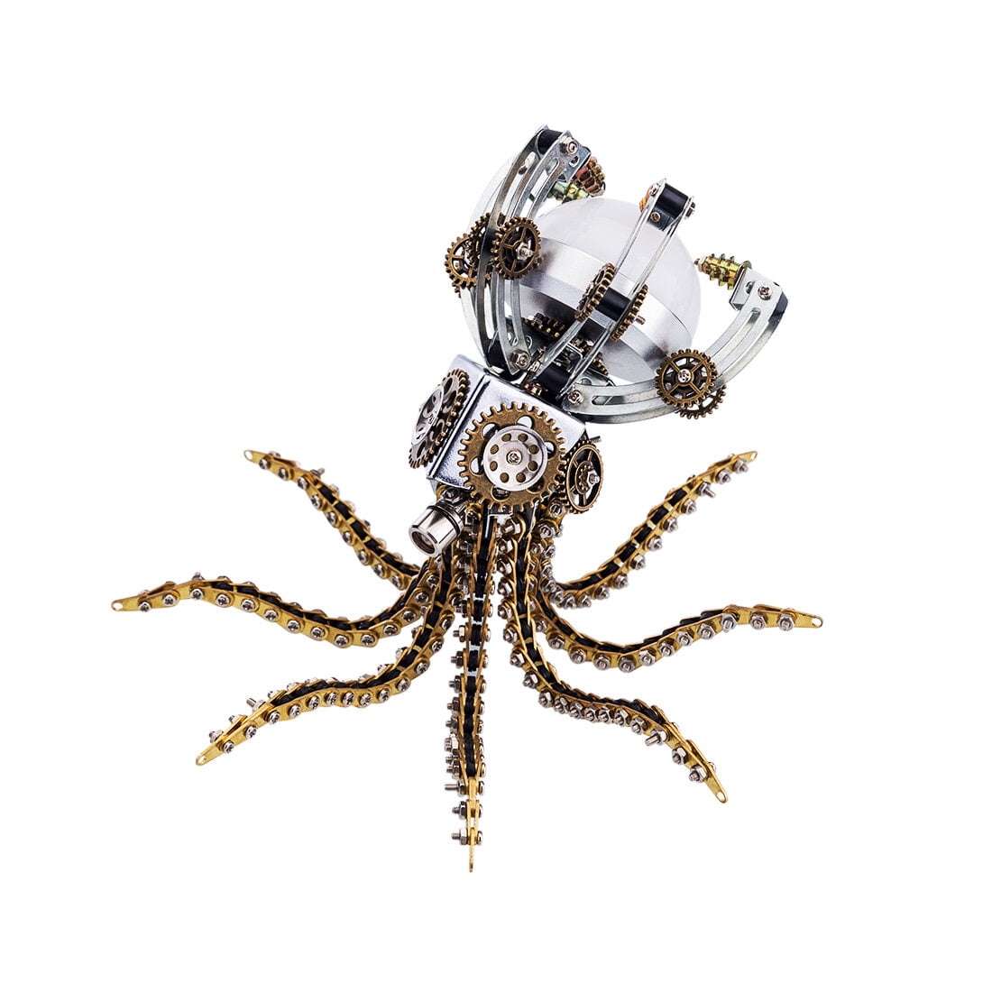 Mechanical Octopus 3D Metal Model Kit with Moon Lamp, Touch 3 Colors, Customizable Steampunk Puzzle & Desk Light, Perfect Room Decor and Gift Choice