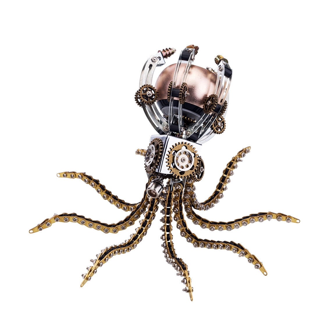 Mechanical Octopus 3D Metal Model Kit with Moon Lamp, Touch 3 Colors, Customizable Steampunk Puzzle & Desk Light, Perfect Room Decor and Gift Choice