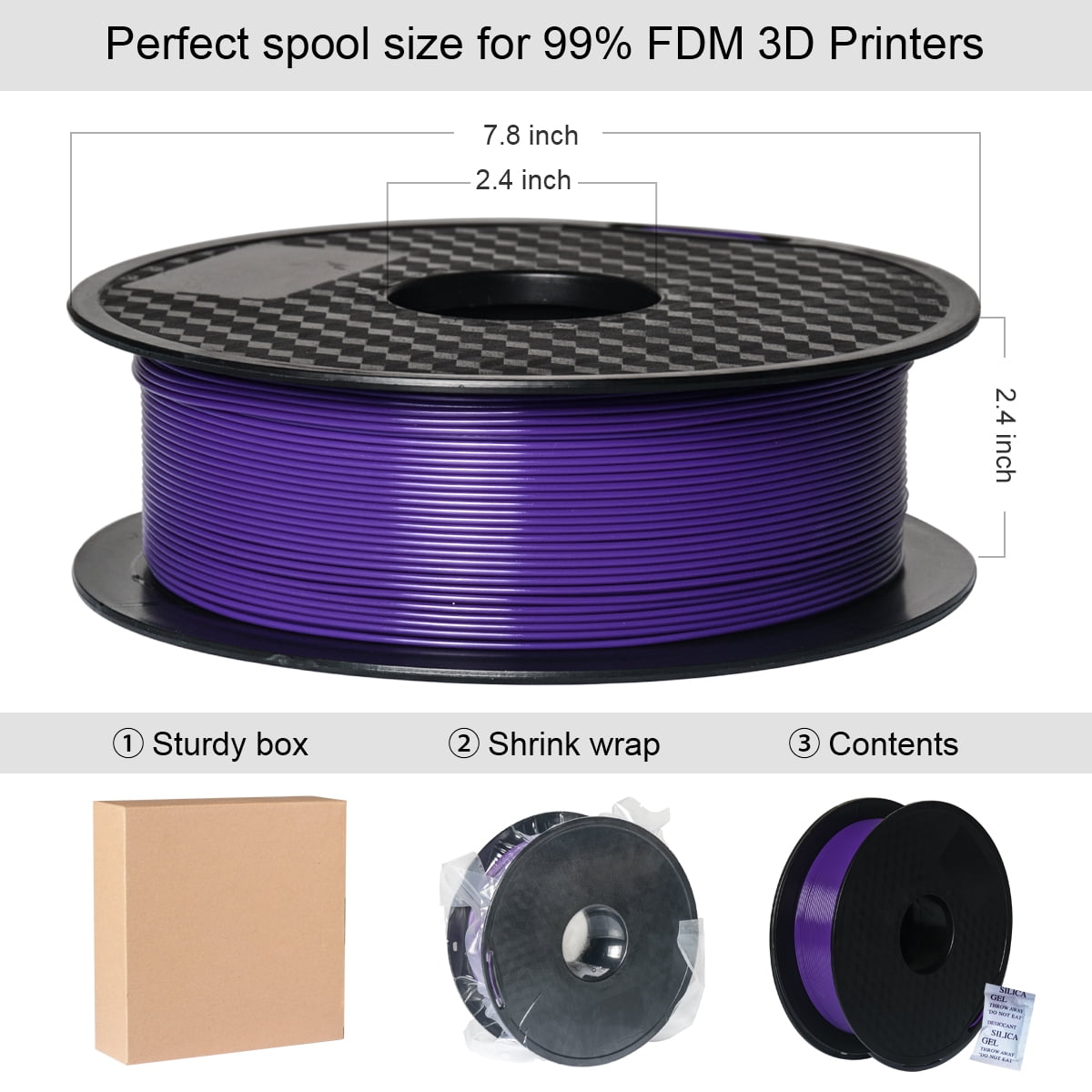 Geeetech 3D Printer PLA Filament Silk Sky Blue Toughness Enhanced Filament with 1.75mm Dimensional Accuracy +/-0.03mm, 1080 Feet per Roll, Vacuum Packaging for Most 3D FDM Printer