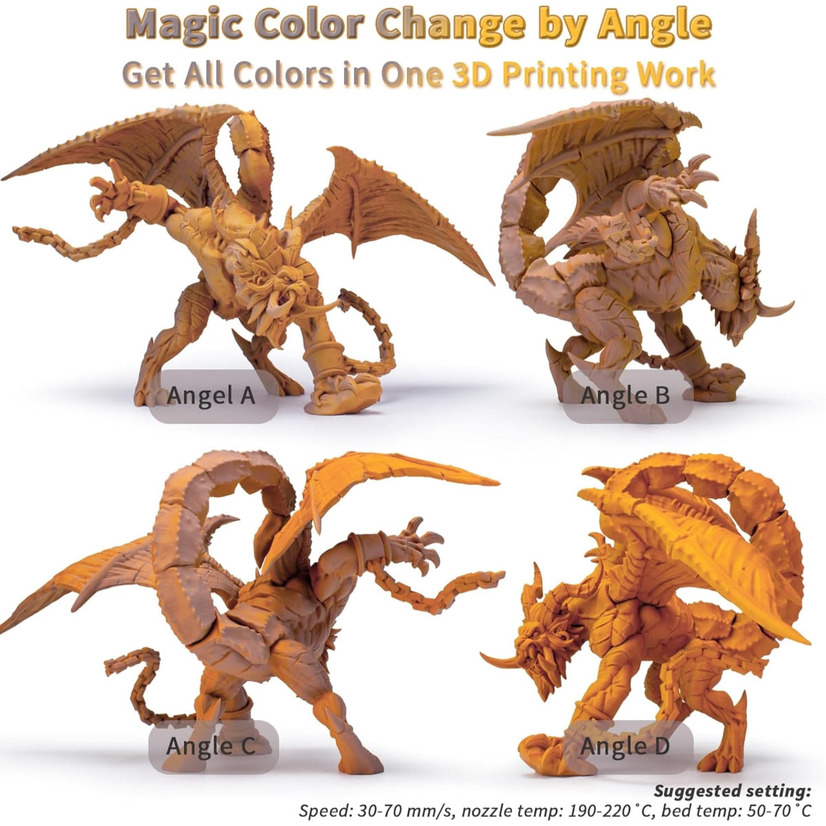 Ziro 3D Tri-Color Matte PLA 1.75mm 1kg, Volcano