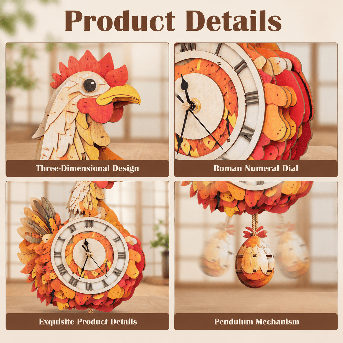 Butterfly Clock 3D Wooden Puzzle Clock DIY Mechanical Craft Kit for Adults Teens