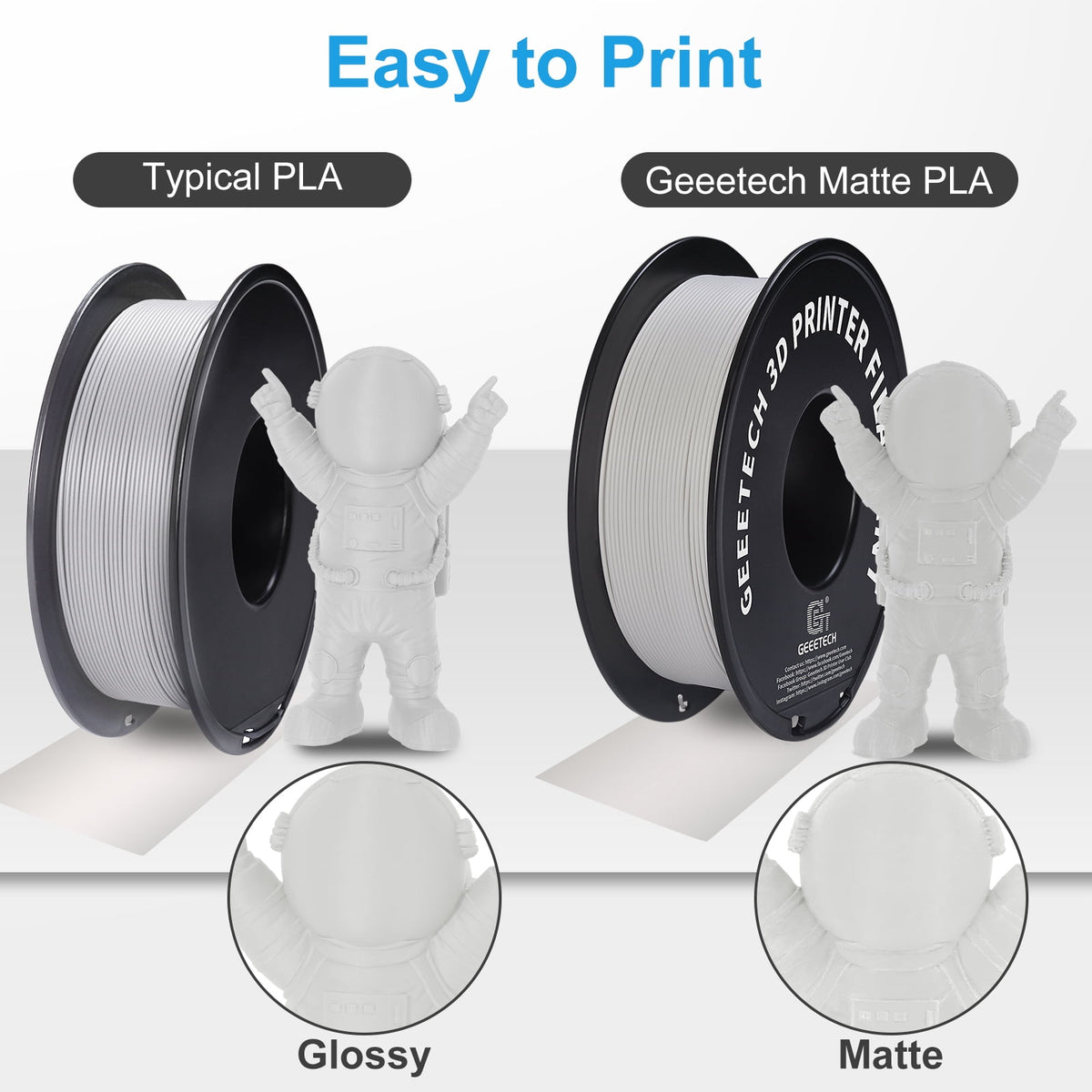 Geeetech navy blue Matte PLA Filament Matte 1KG, 1.75mm 3D Printer Filament Dimensional Accuracy +/- 0.01mm, 1kg Carboard Spool (2.2lbs) for Most FDM 3D Printers