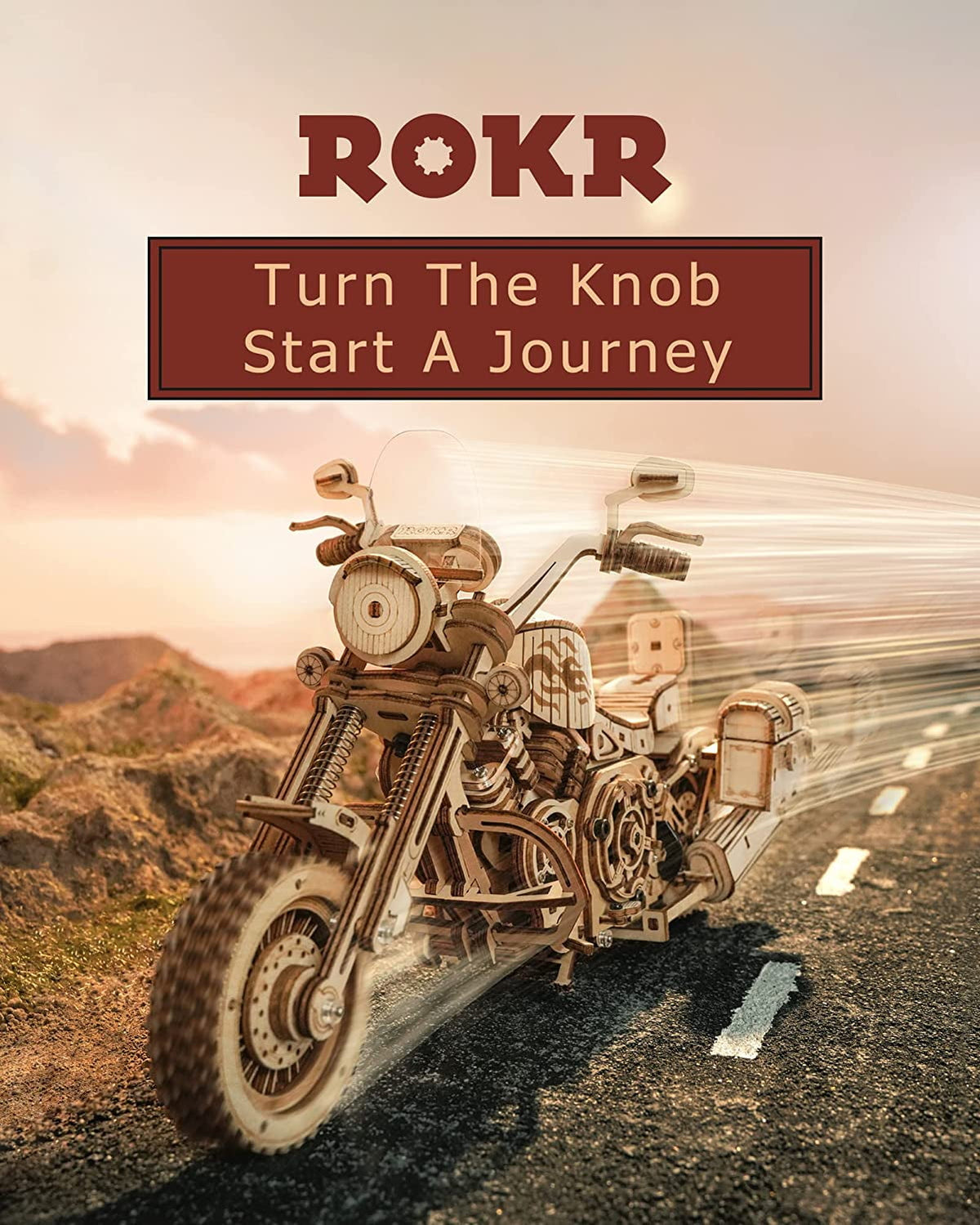 ROKR 420PCS Wooden Puzzles 3D Motorcycle Model DIY 1:8 Mechanical Adults-Brain Teaser Puzzle Birthday Gift for Kids Man/Woman