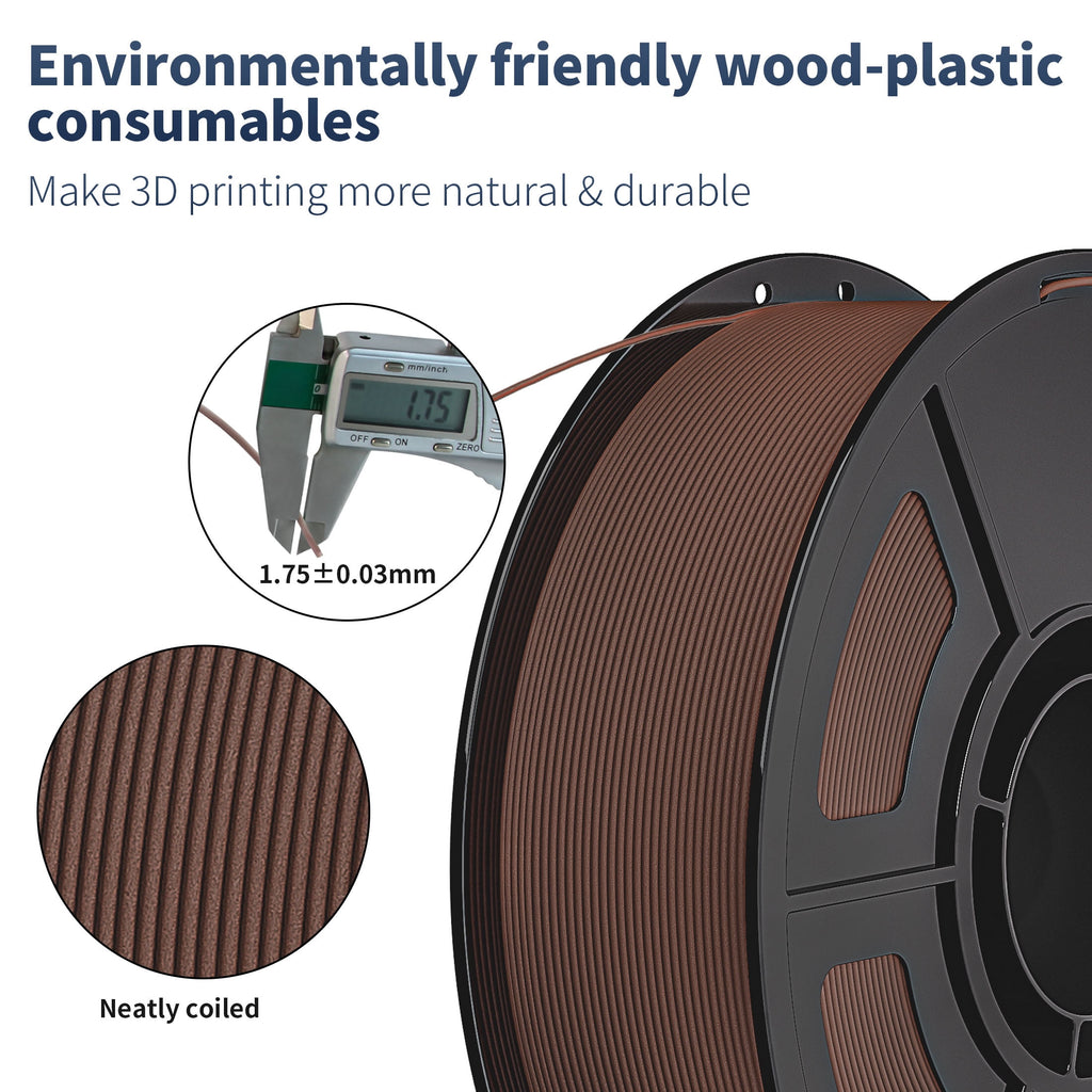 iSANMATE 1.1KG Wood PLA 3D Printer Filament, 1.75mm Cherry Wood Color, Real Wood Texture, ±0.03mm for FDM 3D Printers