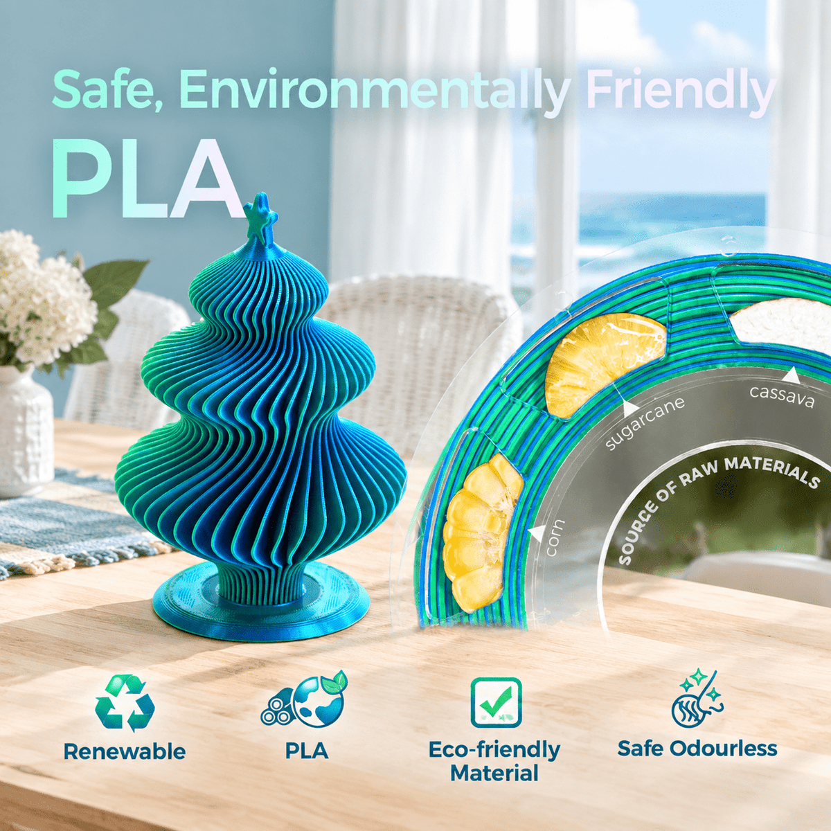 Pla Rainbow Candy 3D Printer Filament 1.75mm 1kg for FDM Printers