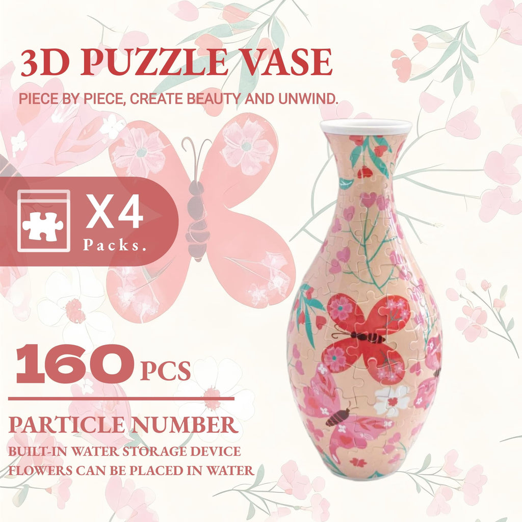 3D Puzzle Vase for Adults, Creative Vase Puzzle for Flowers(Secret Butterfly)