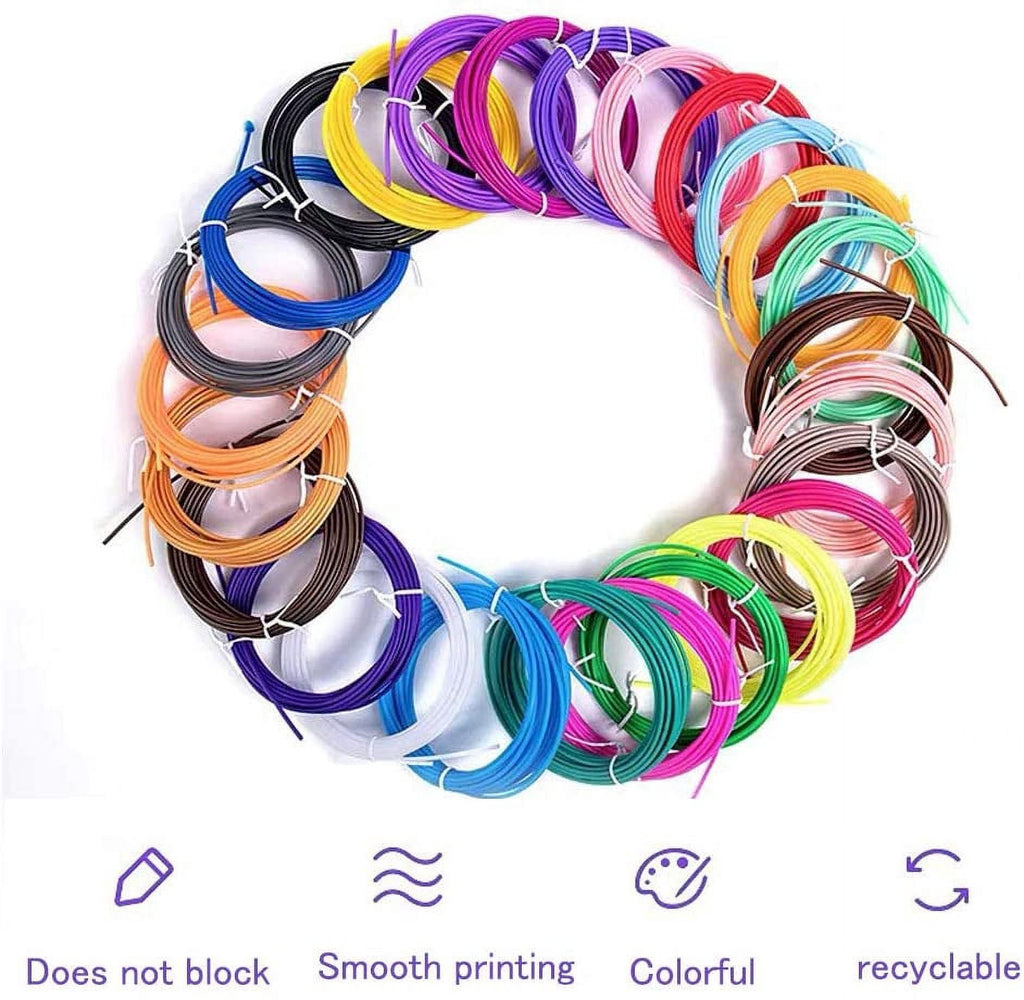 TekDeals 20 Colors 3D Pen Printer PLA Filament Refills High Precision, 1.75 mm Dia., 323 Feet