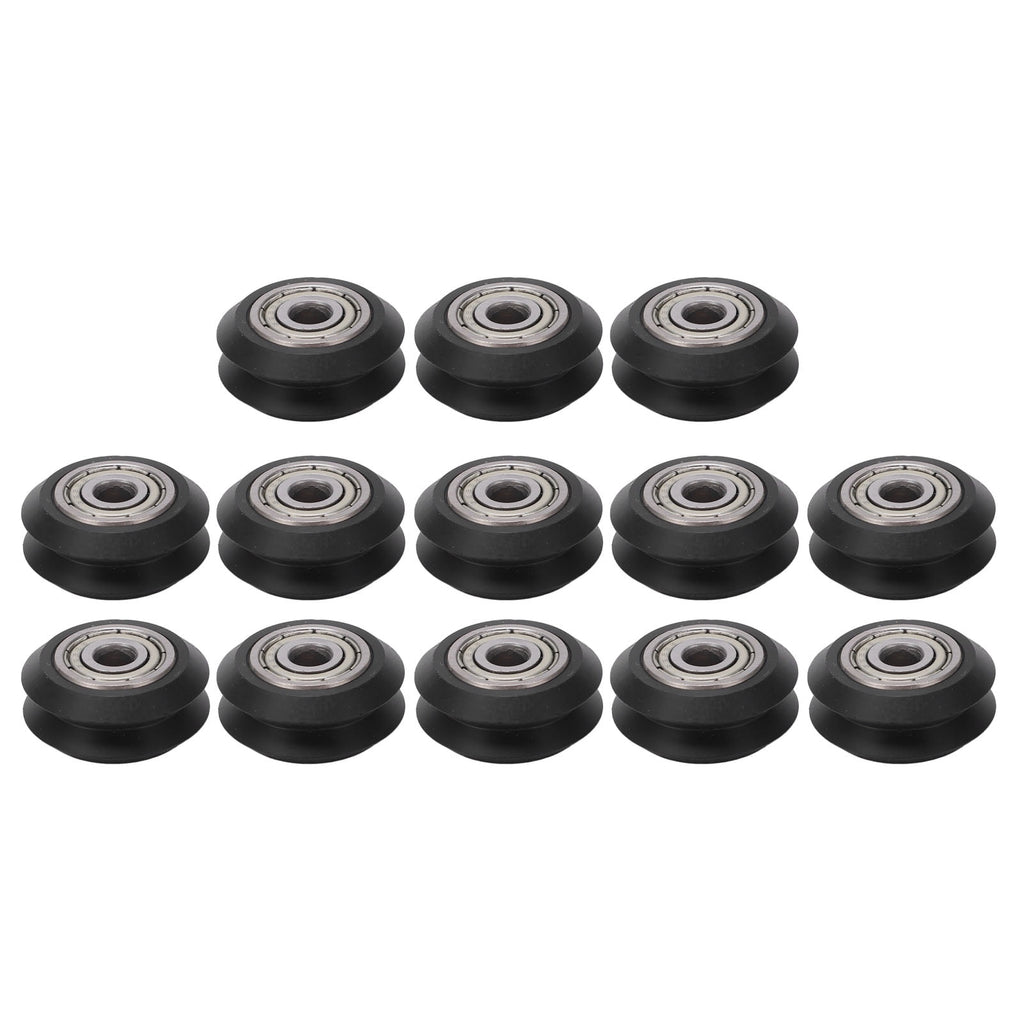 13Pcs Premium 3D Printer Wheel Set POM V Shape Wear Resistance Bearing 625ZZ Black Carbon Steel Pulley Accessories For Exact Printing 0.96 inches / 24.4 mm OD