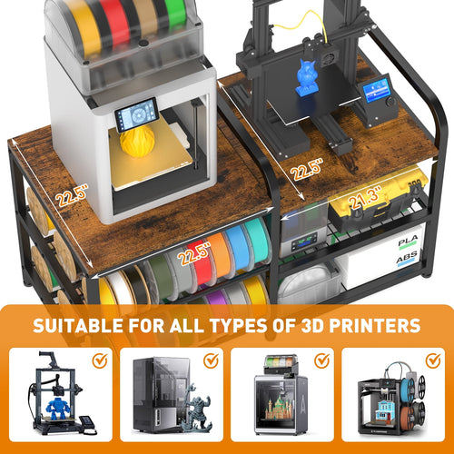 3D Printer Table with 4-Tier Filament Storage Rack and Power Outlet