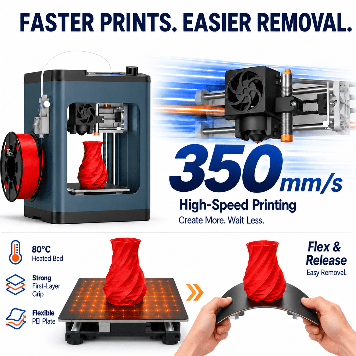 Entina Desktop 3D Printer Tina2S, Wi-Fi Control Auto Leveling Heated Plate for Beginners STEM DIY