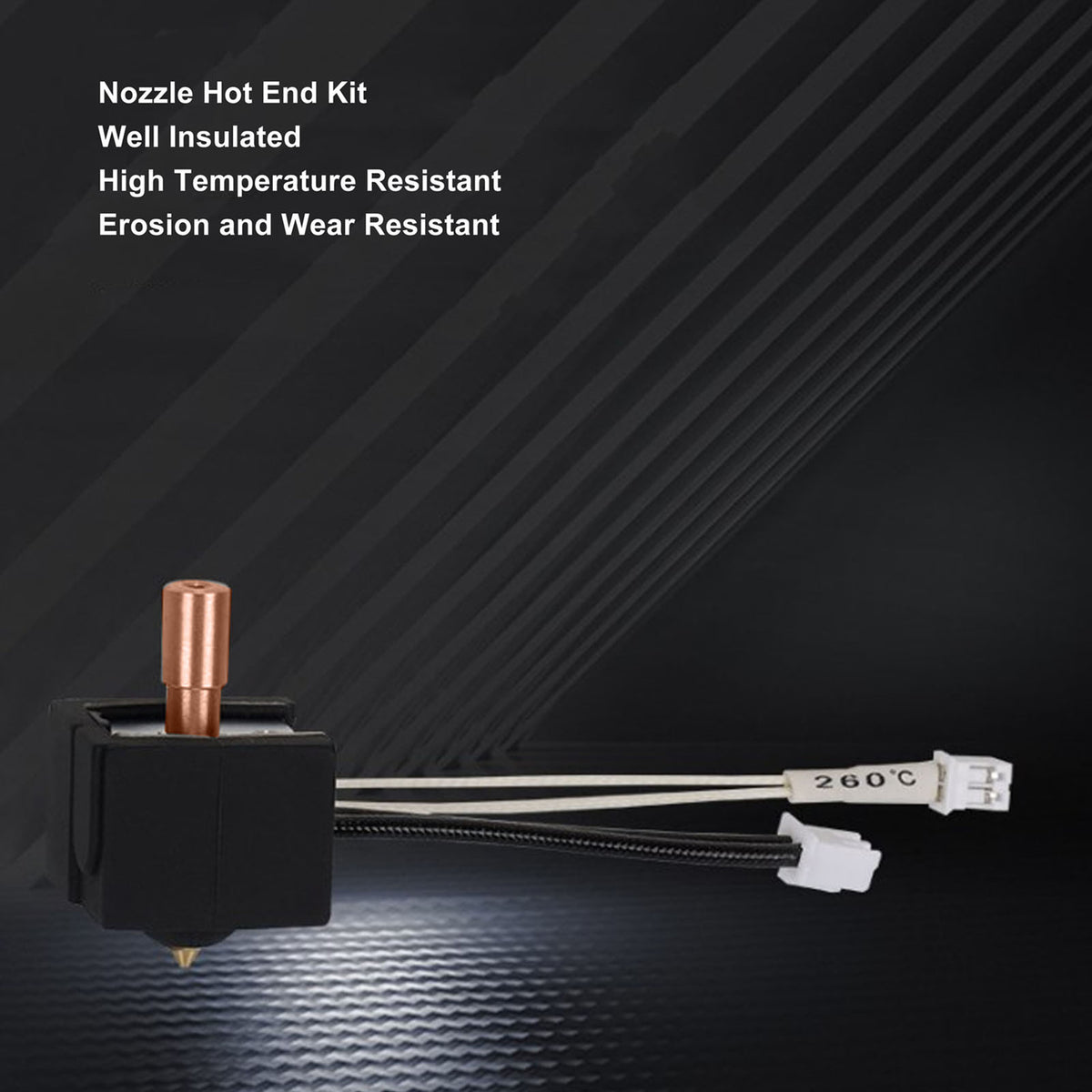 High Temperature 3D Printer Extruder Heater Block Kit with Titanium Alloy Copper Throat and Hardened Steel 0.4 mm / 0.02 in Nozzle and 24V 40W Heating Rod (3.54 x 0.91 x 1.41 in / 90 x 23 x 35.8 mm)