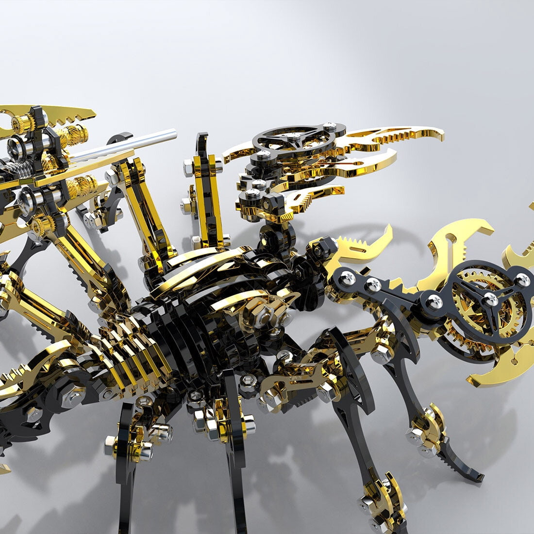 3D Metal Puzzle for Adult, 220PCS+ 3D Steampunk Mechanical Scorpion King Model Kits, DIY ArtCraft Puzzle for Desk Ornaments (Black & Golden)