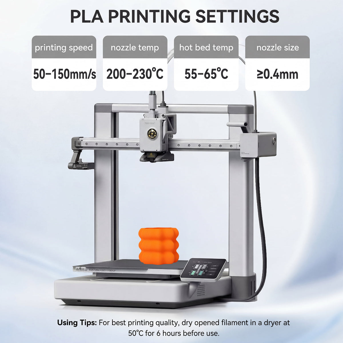 Epelay PLA Plus 3D Printer Filament, 1.75mm, 1kg Spool, White, Compatible with Most FDM Printers