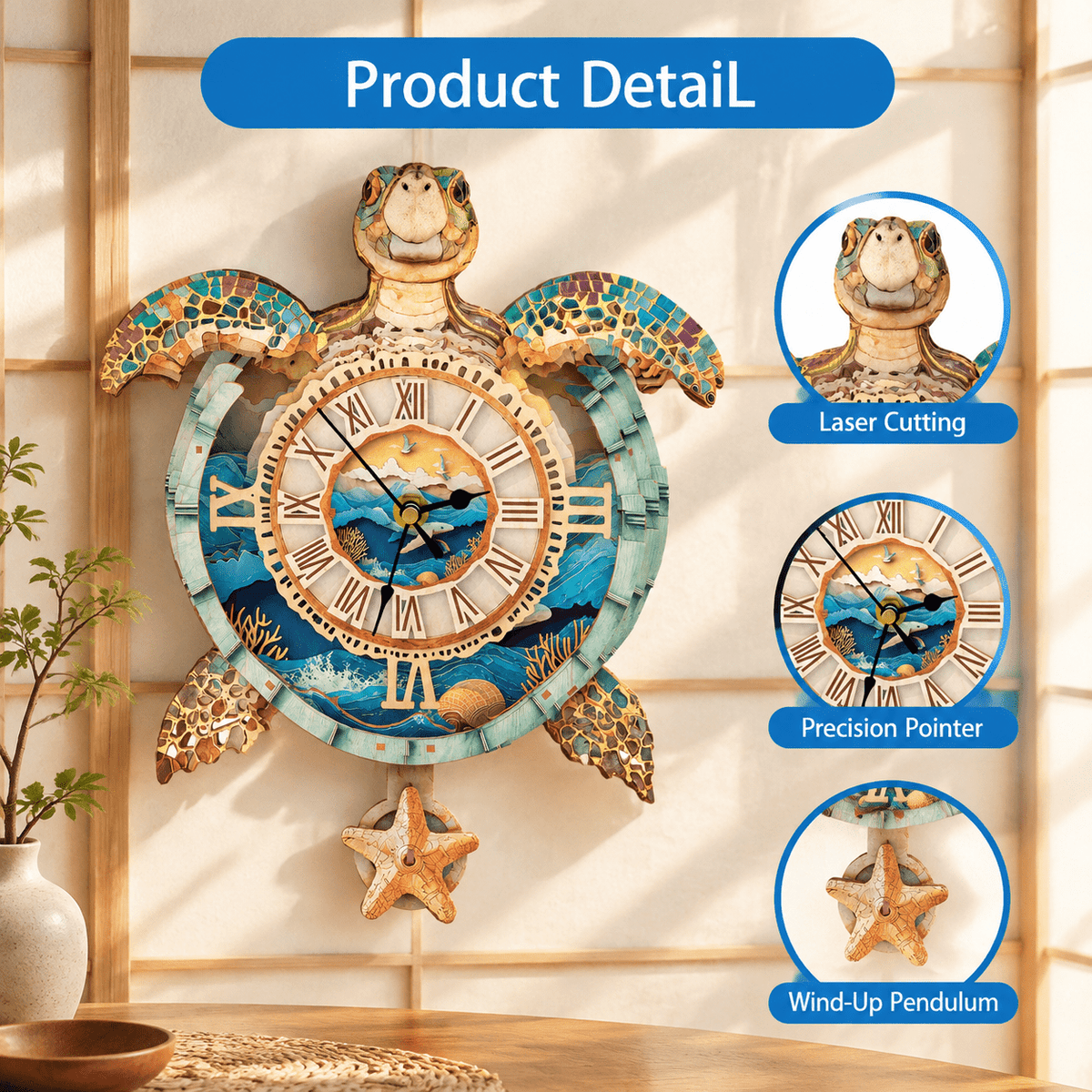Fire Phoenix Wooden 3D Puzzle Clock DIY Model Kit for Adults