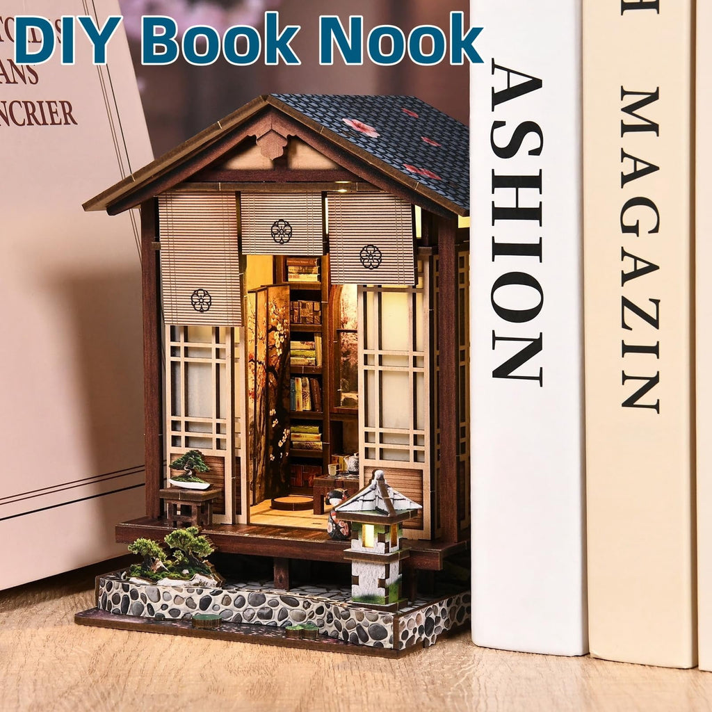Book Nook Kit, DIY Miniature House Kit for Adults, Beginners, DIY Handmade Book Nook Tiny House Wooden 3D Puzzle, Perfect Bookshelf Decor, Birthday and Mother’s Day Gift for Mom, Friends