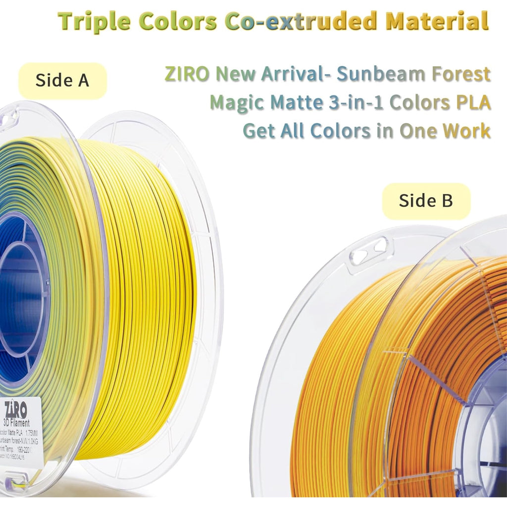 Ziro 3D Tri-Color Matte PLA 1.75mm 1kg, Volcano