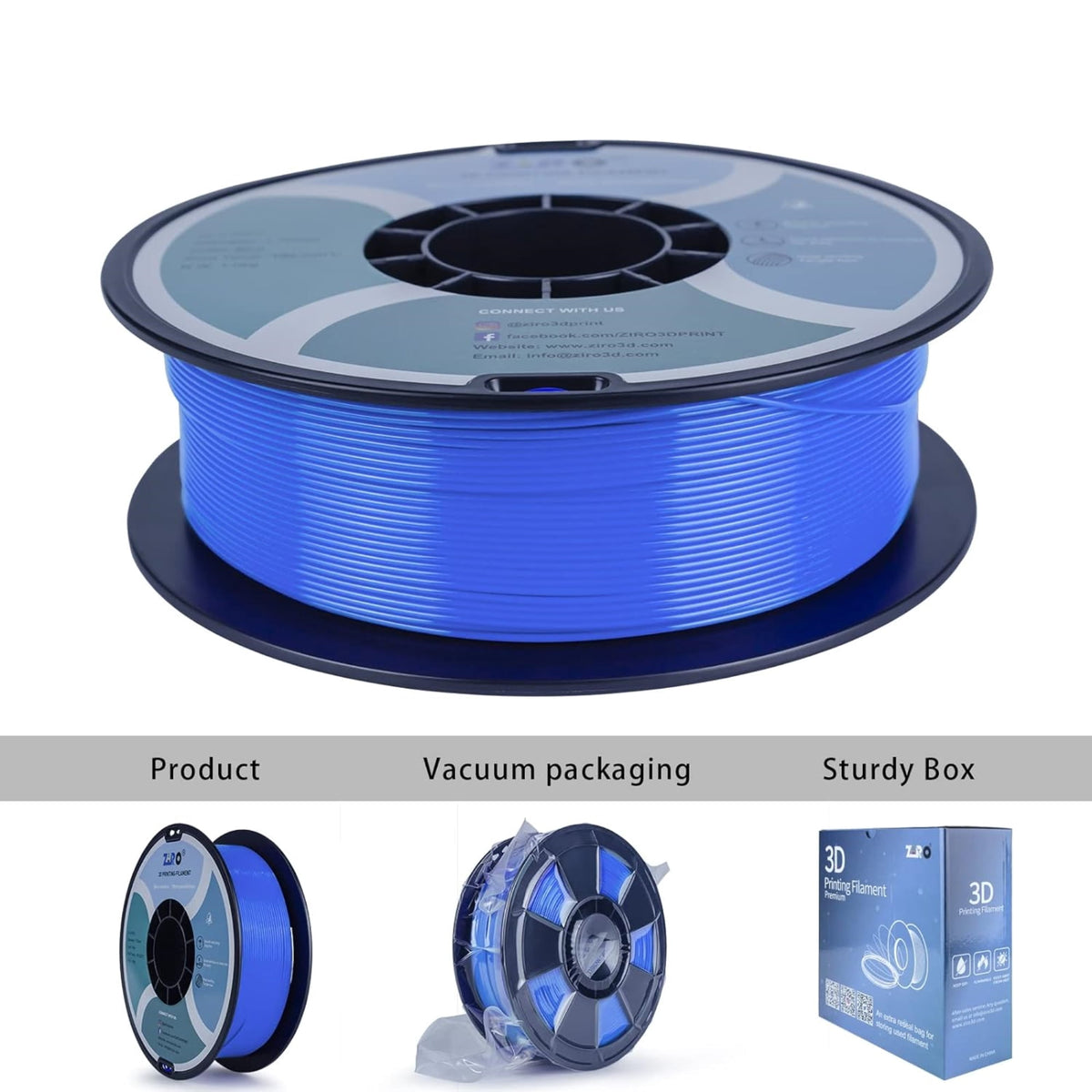 Ziro 3D PLA PRO Filament, 1.75mm 1kg, Metallic Silver
