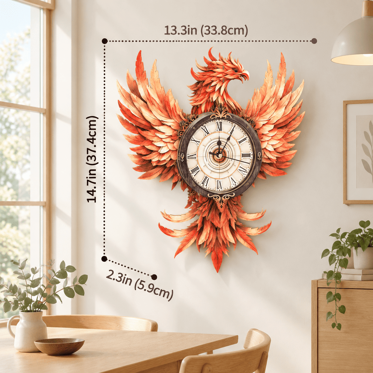 Fire Phoenix Wooden 3D Puzzle Clock DIY Model Kit for Adults