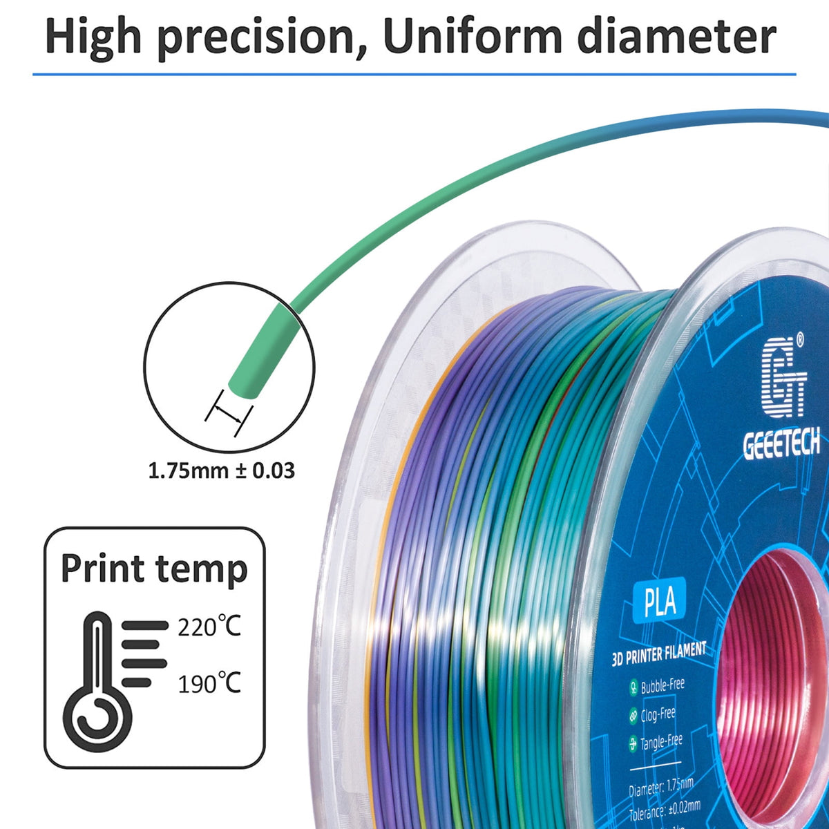 Geeetech Silk Yellow 3D Printer PLA Filament 1KG Toughness Enhanced Filament with 1.75mm Dimensional Accuracy +/-0.03mm, 1080 Feet per Roll, Vacuum Packaging