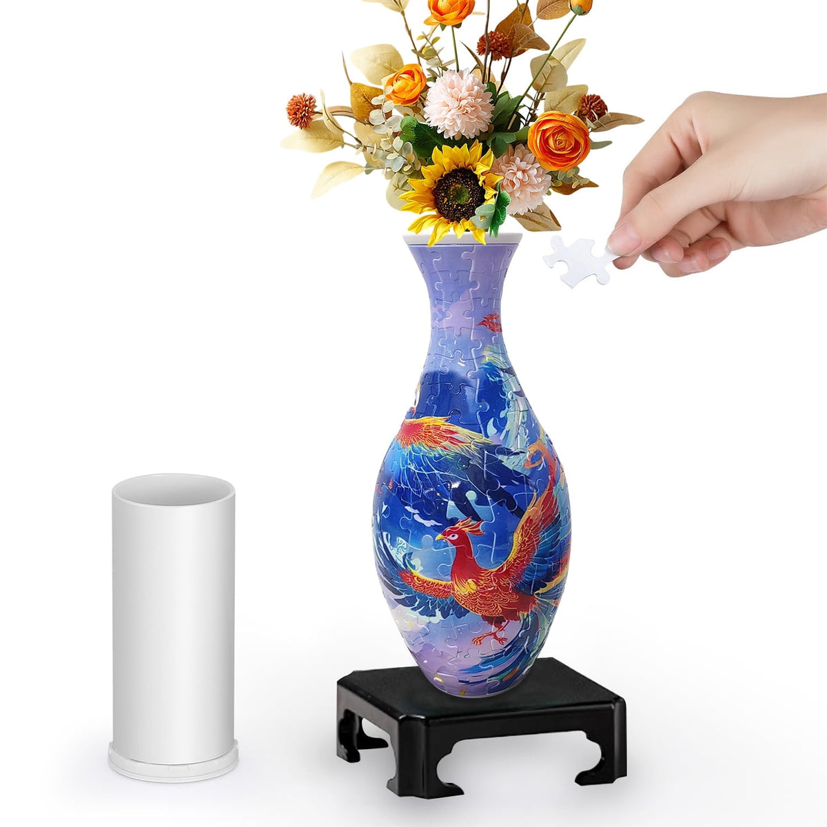 3D Puzzle Vase with 160 3D Jigsaw Puzzle Pieces for Adults & Kids Flower Arrangement Home Decor