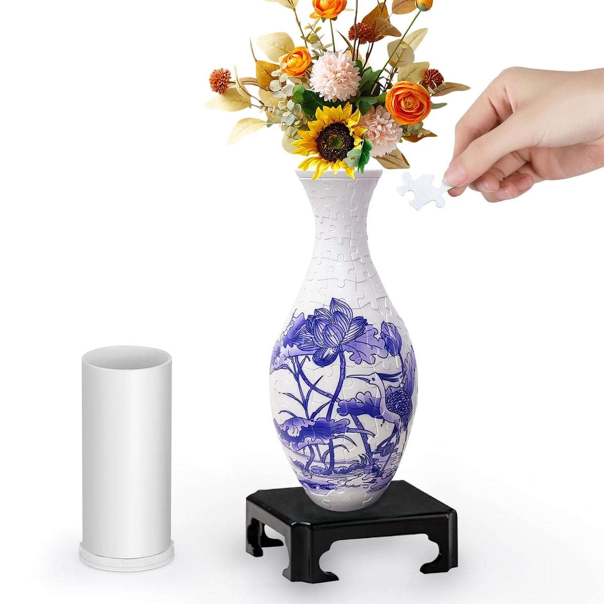 3D Puzzle Vase with 160 3D Jigsaw Puzzle Pieces for Adults & Kids Flower Arrangement Home Decor