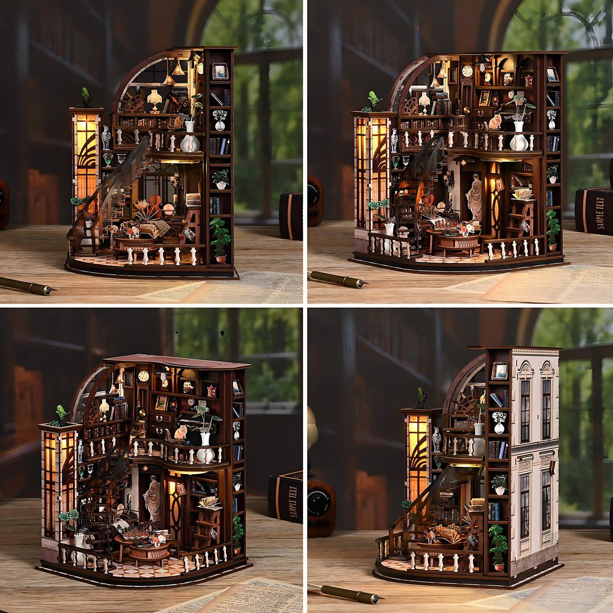 Book Nooks for Adults, DIY 3D Wooden Puzzle Miniature House Book Nook Kit,with Led Light, Model Kits Craft Kits for Adults, Home Decor & Gift (Dreamy Book Hall)
