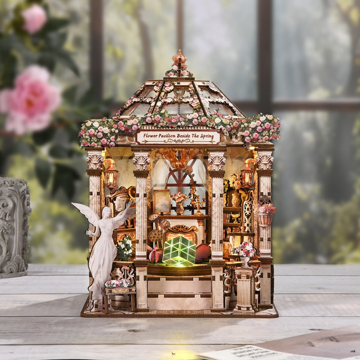 DIY Book Nook Kit with LED Light, Fantasy Wonderland Fold-Out Storybook Diorama, 3D Wooden Puzzle Bookshelf Decor Gift for Adults Teens
