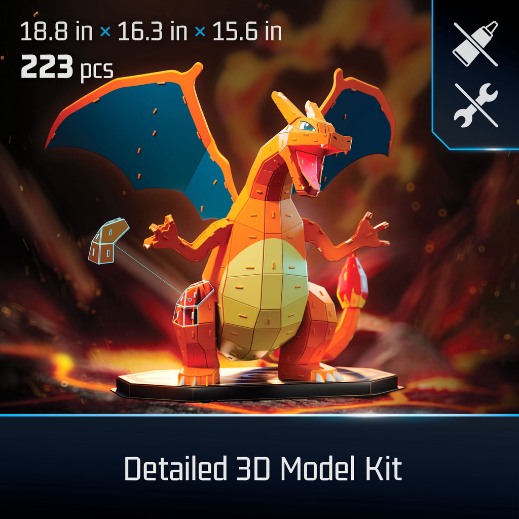 4D Build, Pokémon Charizard 3D Model Kit, Pokémon Figure, Desk Décor, 223 Pieces, for Ages 12 & Up