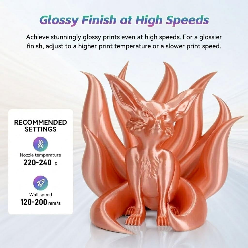 Silk gold PLA Filament 1.75mm 3D Printer Filament with Shiny Surface, Shiny PLA Silk Filament 2KG Spool 3D Printing Filament.