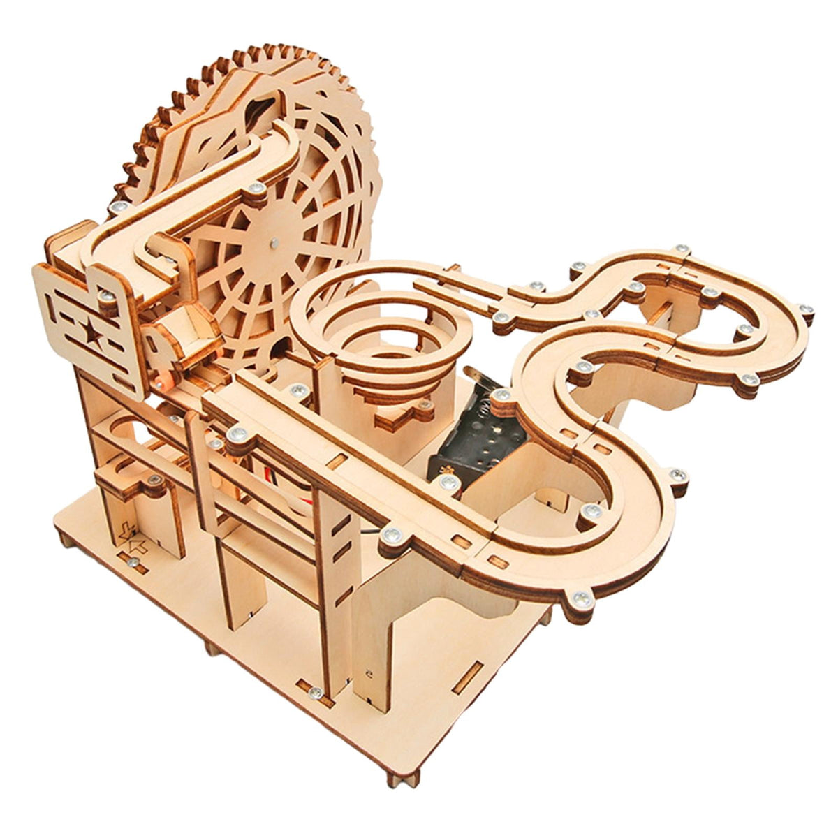 LeeQinersw Marble Run 3D Wooden Puzzle Assembly Mechanical Gear Brain Teaser Roller Coaster Craft Kit DIY Hobby Model Suitable for Gift Giving Family Gathering H