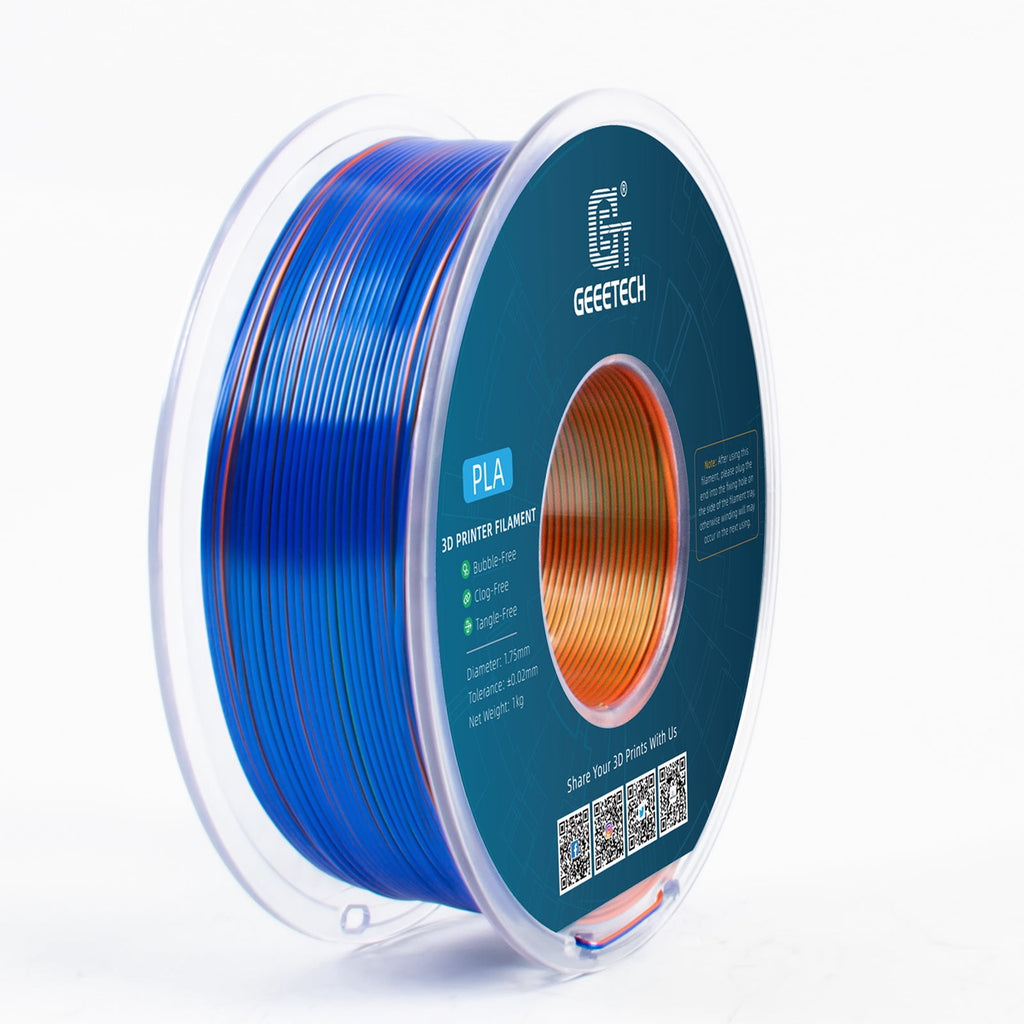 Geeetech Anti-silk type 3D Printer PLA Filament 1kg Toughness Enhanced Filament with 1.75mm Dimensional Accuracy +/-0.03mm, 1080 Feet per Roll, Vacuum Packaging Three-color blue, purple and black
