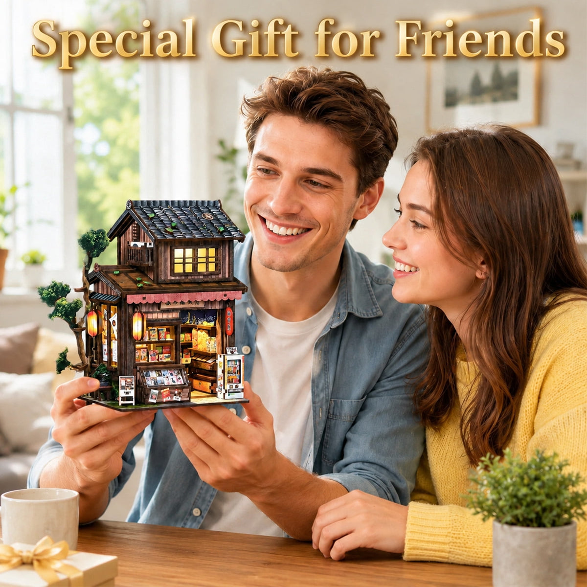 MOJINO Book Nook Kit for Adults, Spring Grocery Store DIY Miniature House Kit with LED Light, 3D Puzzle Bookshelf Decor for Reading Room & Desk