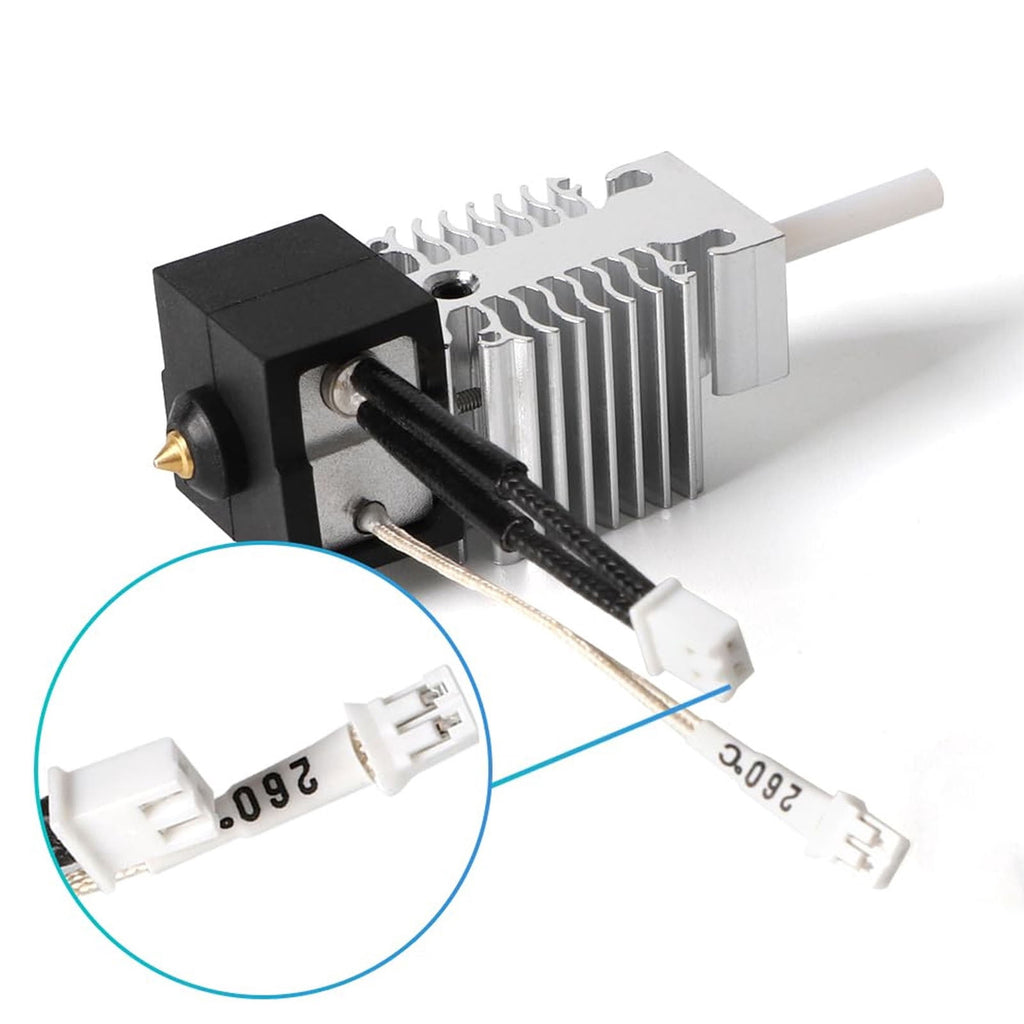 High Temperature 3D Printer Extruder Heater Block Kit with Titanium Alloy Copper Throat and Hardened Steel 0.4 mm / 0.02 in Nozzle and 24V 40W Heating Rod (3.54 x 0.91 x 1.41 in / 90 x 23 x 35.8 mm)