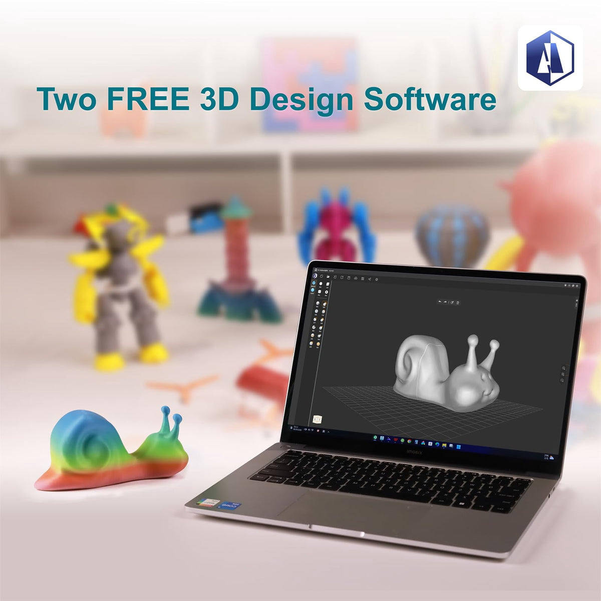 AOSEED AI-Powered X-MAKER 3D Printer, Built-in 1500+ Models 15+ Mini 3D Design Module, 0.05mm High Precision, 300mm/s High Speed Printing, 17.32" x 17.32" x 18.11"