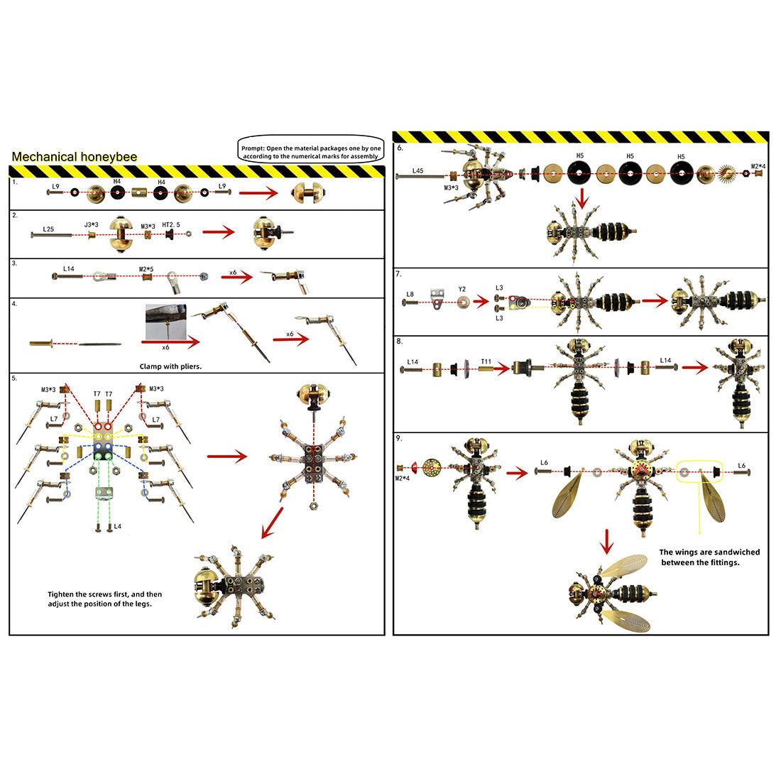 3-in-1 Steampunk Insect Metal Model Kit, Mosquito, Deck Insect & Bee Brass Puzzle Assembly Set, 270PCS 3D Jigsaw Puzzles for Adults