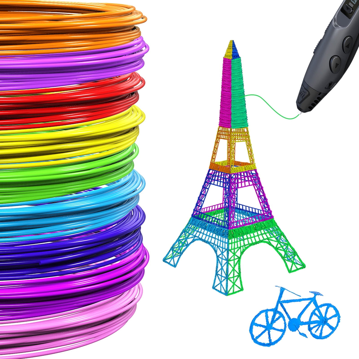3D Pen PLA Filament Refills, 1.75mm PLA Filament Pack of 20 Colors Each Color 16 feet, Total 320 Feet, Create Professional Safety Refill for Kids, for 3D Pens and 3D Printers Arts