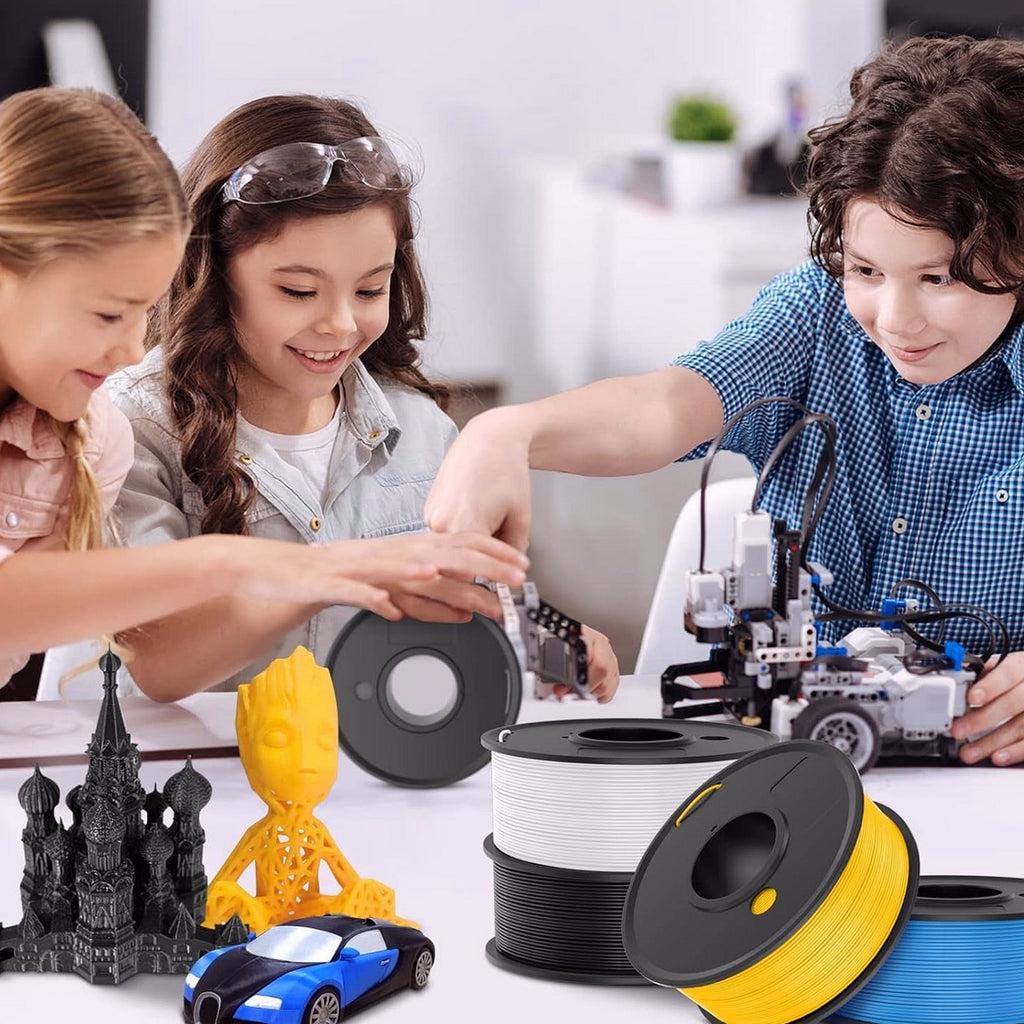 PLA 3D Printer Filament Bundle 8 Spools 250g Each 2kg Total 1.75mm Multicolor Black White Grey Red Blue Orange Green Transparent Individually Vacuum Packed, 3D Printing Filament Refill for 3D Pens