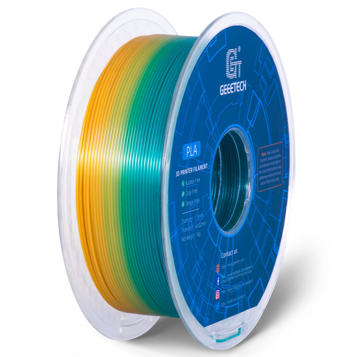 GEEETECH 3D Printer PLA Filament 1.75mm Gradient Color 1kg Spool (2.2lbs),Dimensional Accuracy +/- 0.03mm