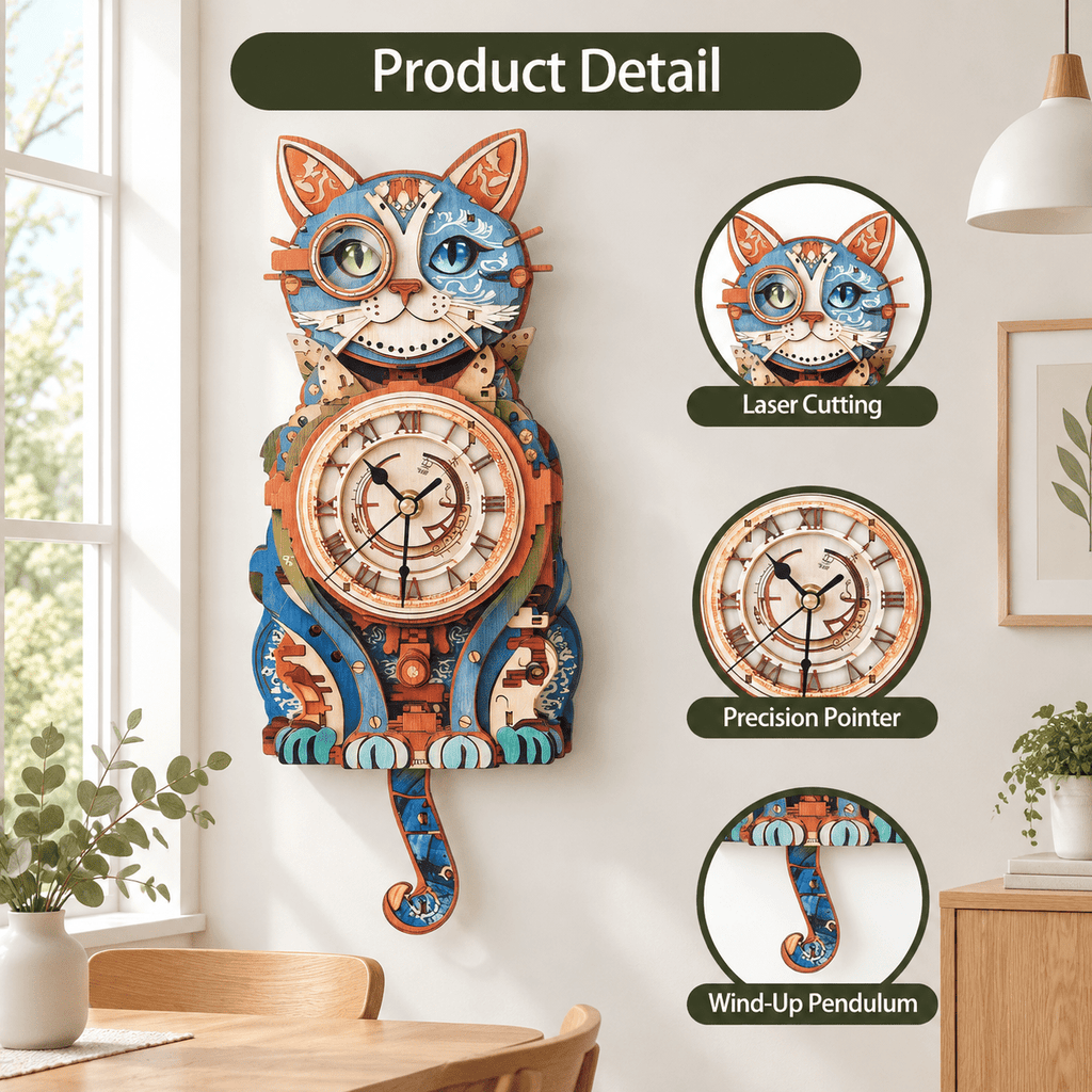 Fire Phoenix Wooden 3D Puzzle Clock DIY Model Kit for Adults