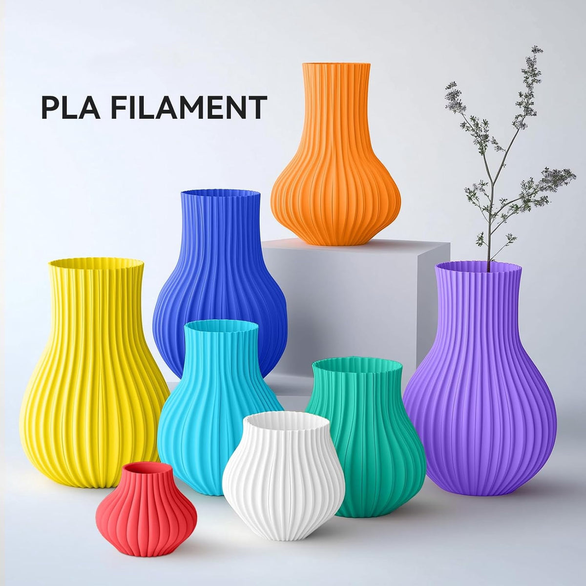 8 Pack PLA+ Filament 1.75mm Multi Color Combo, 250g x 8 Spools (2KG/4.4lbs), Tough Rainbow PLA Plus Filament Assorted Colors for 3D Pens & Fast FDM Printers, DIY Mini Figures Printing
