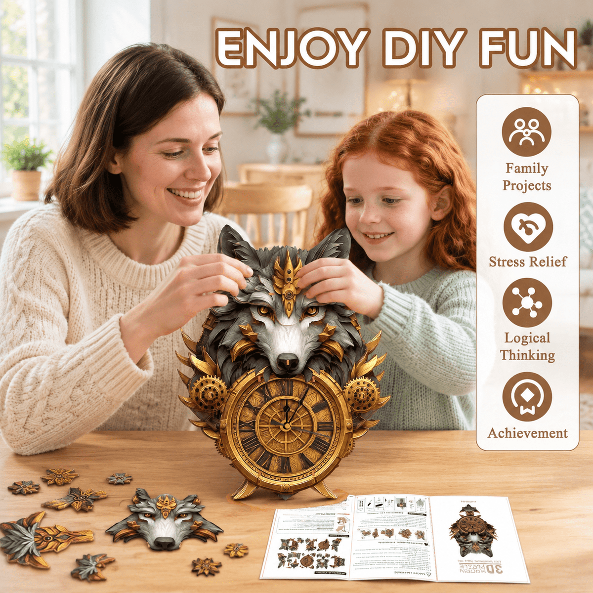 Butterfly Clock 3D Wooden Puzzle Clock DIY Mechanical Craft Kit for Adults Teens