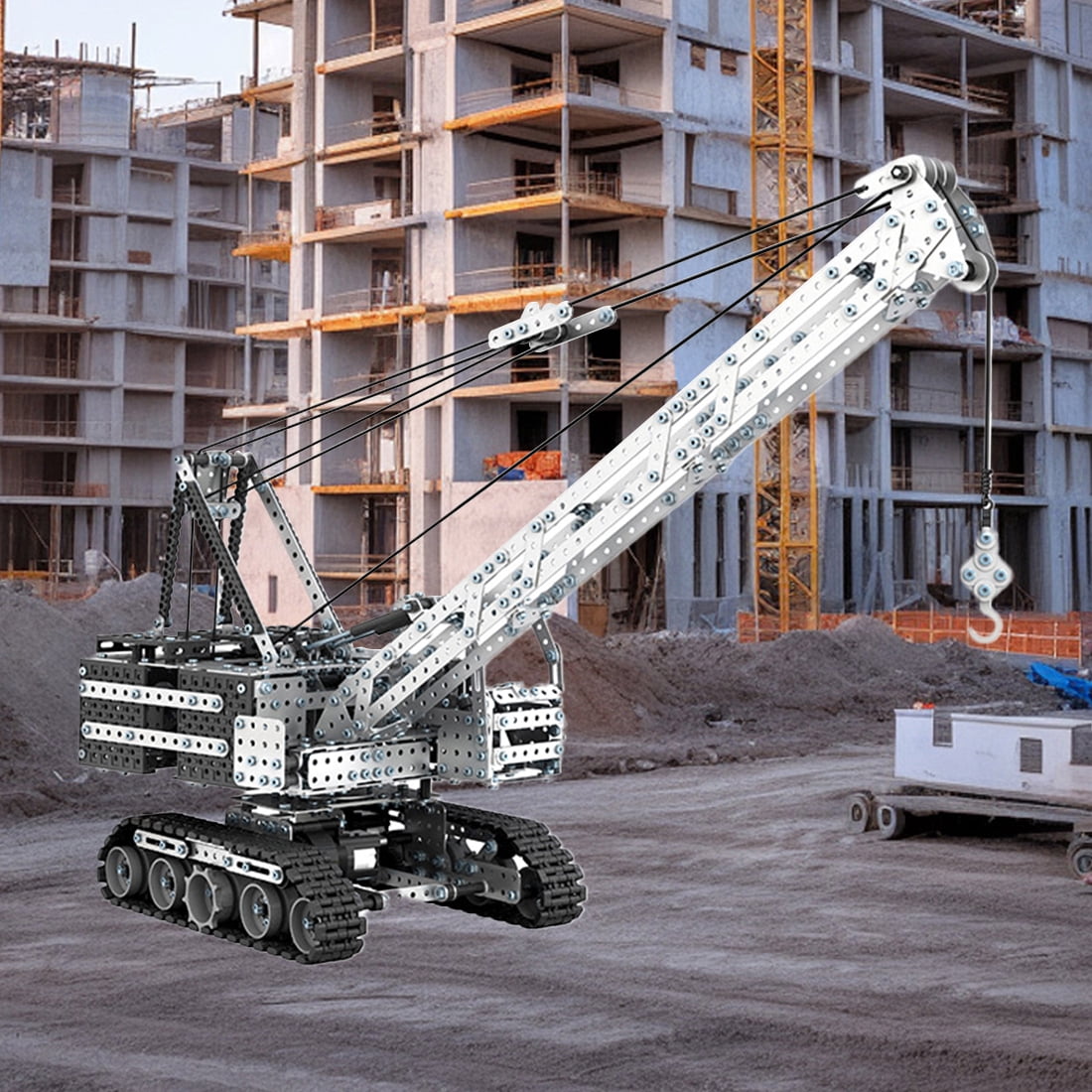 3D Metal Puzzle RC Alloy Assembly Crane, 1929PCS DIY Metal Model Kit, Remote Control Engineering Vehicle with Articulated Arm, 3D Puzzle for Adults & Teens