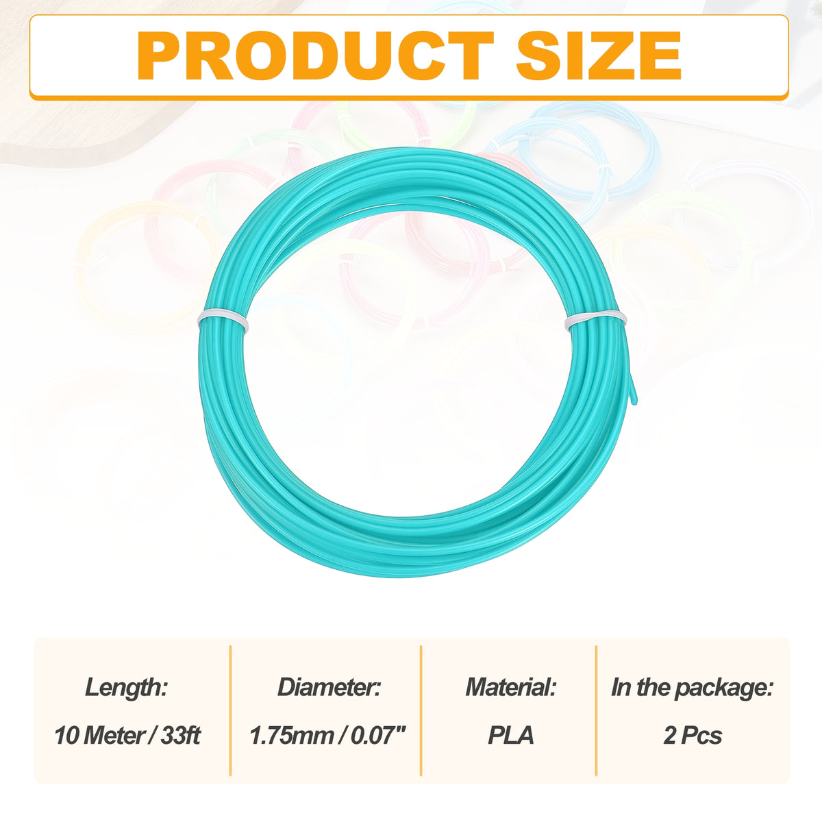 Uxcell 2 Pcs 3D Pen Filament, 1.75mm Dia 33ft Length PLA 3D Printing Pen Filament Refills for 1.75mm 3D Printing Pen, Blue Green
