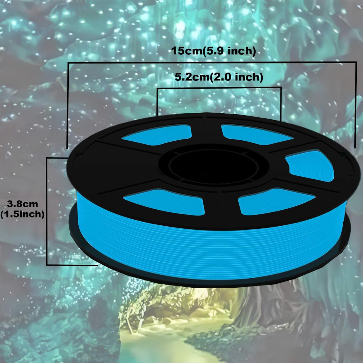 Filajoy3D Glow in the Dark PLA 3D Printer Filaments for Most FDM 3D Printers, Glow Blue